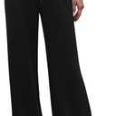 Womens Wide Leg Sweatpants High Waisted Lounge Pants with Drawstring Casual Athletic Yoga Workout Pants No Pockets (Black, L)