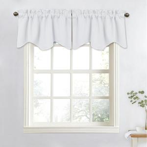 Bathroom Valances for Small Windows, Rod Pocket Elegant 50 inches by 20 inches Scalloped Valance Curtain Panel for Living Room/Kitchen (Greyish White, 1 Piece) Nicetown Bathroom Valances White