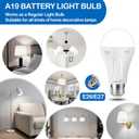 Ostwiki Rechargeable Light Bulbs,2 Pack Emergency Light Bulbs for Power Outage A19 E26 9W 6500K White Battery Backup Soft Light Bulb for Lamps Home Power Failure Hurricane, Blizzard