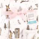 Hudson Baby Unisex Baby Plush Mink and Sherpa Blanket, Winter Forest, One Size