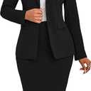 Business Suit Sets for Women Black Blazer Jacket and Skirt Sets Work Formal Office Pencil Skirts Sets(XX-Large)