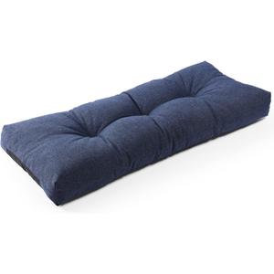 SUNROX LokGrip Non Slip Tufted Memory Foam Bench Cushion, FadeShield Water Resistant Durable Thicken Outdoor/Indoor Bench Seat Pads 48x16x4 inch, Heather Indigo