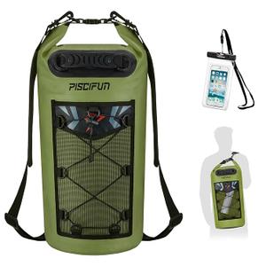 Piscifun Dry Bag, Waterproof Floating Backpack 10L/20L/30L/40L with Waterproof Phone Case for Boating, Kayaking, Fishing