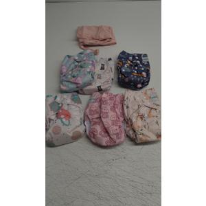 babygoal Reusable Cloth Diapers 6 Pack+6pcs Rayon from Bamboo Inserts+Wet Bag, One Size Adjustable Washable Pocket Nappy Covers for Baby Girls and Boys 6FG38 (Rabbit & Bear)