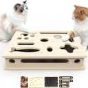 Cat Scratch Puzzle Enrichment Box, Large Solid Wood Construction Cat Nail File Enrichment Box with Sandpaper Inside, Cat Nail File Box Stress Free Alternative to Clippers and Grinders(No Bell Ball)