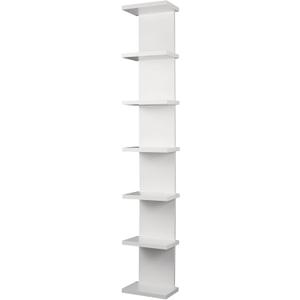 7 Tier Wall Shelf Unit - Lack Floating Shelf, Compact Display Floating Shelf, Vertical Column Wall Decor Mount Floating Storage Organizer Tall Tower Shelf for Bedrooms, Living Rooms(White)
