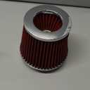 Universal Clamp-On Air Intake Filter, High Flow Closed-Top Cool Air Filter Cleaner, 76 89 102MM Performance Round Tapered Cone Air Filters, Washable Replacement Filter for Car Truck (Red)