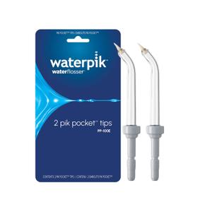 Waterpik Genuine Pik Pocket Replacement Tips, Water Flosser Tip Replacement, PP-100E, 2 Count (Assorted Colors)