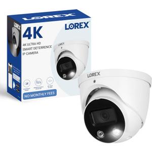 Lorex 4K Ultra HD PoE Outdoor Metal Dome Add-On Security Camera  8MP, 2.8mm Fixed Lens, Smart Deterrence, Smart Motion Detection Plus, Siren Warning (1 Count (Pack of 1))