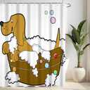 Funny Dog Shower Curtains for Bathroom, Waterproof Polyester Fabric Bathroom Curtains Washable Dog Shower Curtain Sets with 12 Pcs Hook, 72x72 Inch