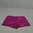 Women's Metallic Booty Shorts Shiny High Waisted Rave Bottoms for Dance Festival (Large, Hot Pink)