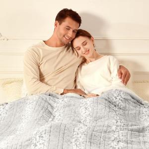 Bearhug Electric Blanket Queen Size 84" x 90", Dual Controllers, Faux Fur & Sherpa Heated Blanket, 10 Heating Levels & 1-12H Auto Off, Over-Heat Protect, ETL, Machine Washable (Snow Leopard)