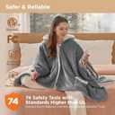 Bedsure Heated Blanket Wearable Shawl - Electric Wrap Poncho Blanket Hoodie for Adult, Birthday Gifts for Mom Women, Sherpa Heating Throw with 4 Time Settings & 6 Heat Settings, 55x64 inches, Grey