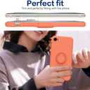 for Samsung Galaxy S21 FE 5G Case with Ring,Slim Soft Liquid Silicone Phone Case,Built in 360Rotatable Ring Holder,Shockproof Protection Phone Case 6.4inch Orange JUS04-12