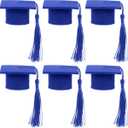 Blue Graduation Hat Bottle Covers Mini Graduation Caps with Tassel