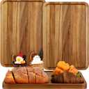 Layhit 3 Pcs Wood Plates Acacia Wooden Serving Trays 13 Inches Rectangle Charcuterie Board Wood Board Cheese Platter Decorative for Food Meat Fruit(Vivid Style)