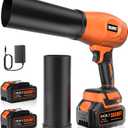Leaf Blower Cordless with Battery and Charger, 500,000 RPM, Lightweight Handheld Design,Blower for Patio Cleaning,car Blowing Water, Lawn Care, Blowing Leaves and Dust (Bright Orange)