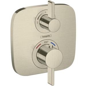 hansgrohe Ecostat E Modern Thermostatic Shower Valve Trim with Temperature Control in Brushed Nickel, 15707821