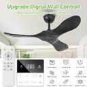 42 Inch Black Solid Wood Ceiling Fan without Light,Propeller Outdoor Ceiling Fans Without Lights with Wall Switch and Remote Control,Quiet DC Motor,3 Blades Ceiling Fan for Patios