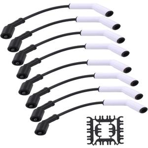 MOTOKU 8mm Ceramic Boot Spark Plug Wire Harness Set 9070C for GM LS1 LS2 LS3 LS6 LS7 LT1 LT4 LT Engines Terminals for Chevrolet Corvette Camaro Extreme 9000 Ceramic Wiring