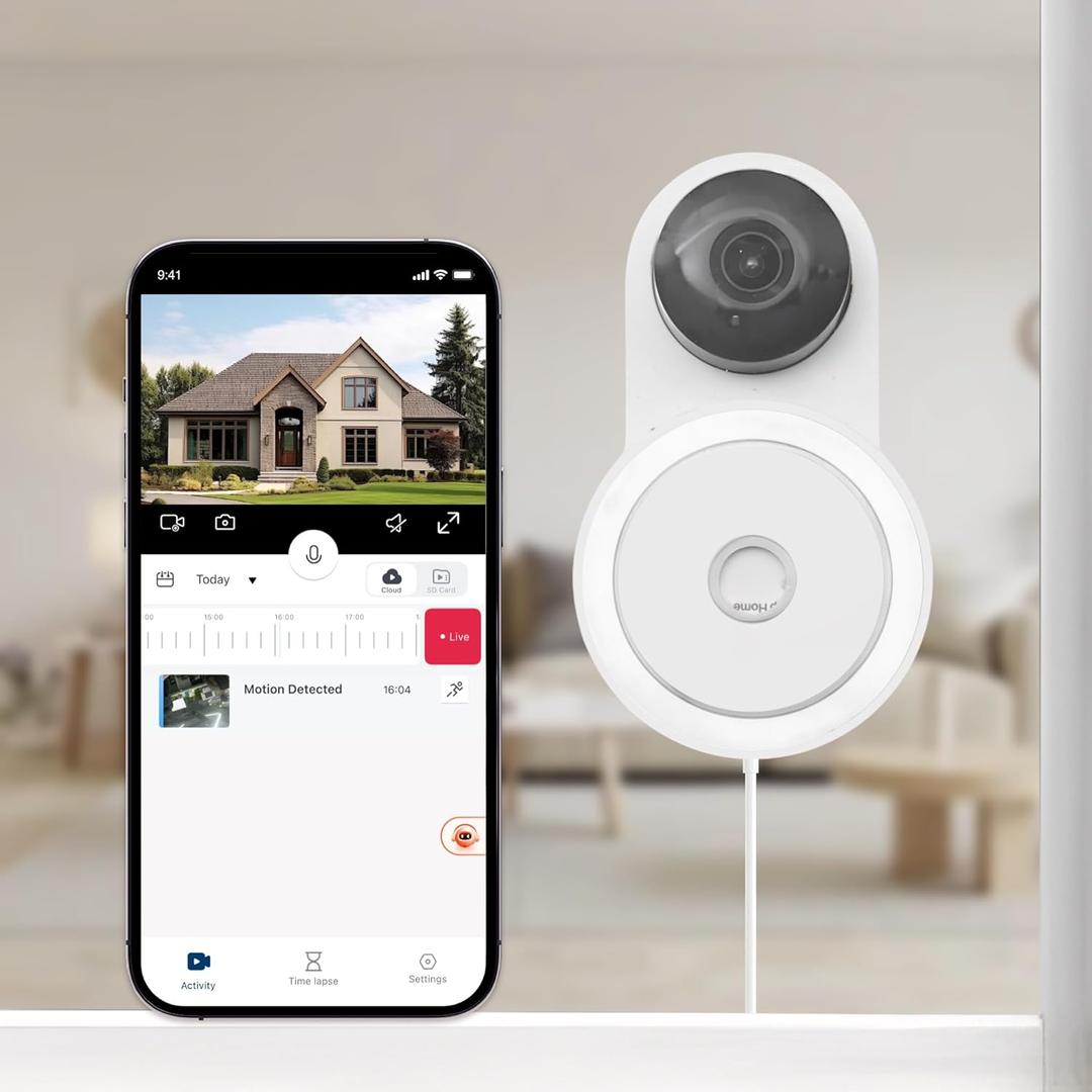 YI 2K Indoor Security Camera with Adhesive Mount, 2-Way Audio, AI Human/Vehicle/Pet Detection, Alerts, Night Vision, Wall/Window Mount, Baby/Pet Monitor, Compatible with Alexa & Google Assistant