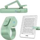 [Case-Friendly] Remote Control Page Turner Ring for Kindle Paperwhite Oasis Scribe Kobo eReaders, Camera Camcorder Remote Controls, Page Turner Clicker for iPhone ipad Tablets with Storage Bag Green