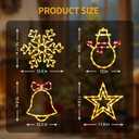 4pack-Christmas Window Silhouette Lights Decorations with APP & Remote Bells, Snowflakes, Snowmen, Stars, Christmas Window Lights with 16 Million Colors for Holiday Indoor Wall Door Glass Decorations
