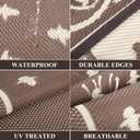 Pauwer Waterproof Outdoor Rug 8x10, Reversible Plastic Straw Patio Camping Rug, Indoor Outdoor RV Mat Carpet for Deck, Camper, Porch, Balcony, Backyard, Picnic, Bordered Brown