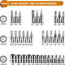 Egofine 46 Pieces 1/4 inch Drive Socket Ratchet Wrench Set, with Bit Socket Set Metric and Extension Bar for Auto Repairing and Household, with Storage Case