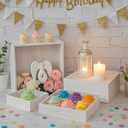 4 Pcs Buffet Risers, Wood Food Riser Dessert Display Stand for Party Wood Cupcake Stands Nesting Box for Display (Vinatge) (Vintage White)