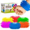 Fidget Bracelet Vibrant Squishy Fuzzy Toy 6-Pack of Flexible Wearable Jewelry, Sensory Rings Toys for Kids - Stretchy Silicone Bands with Textured