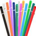 Dakoufish 8 Inch Reusable Plastic Short Straws for 16oz 20oz Tumblers and Cups, Replacement Hard Straws Set of 12 Pcs With 1 Cleaning Brush, Dishwasher Safe (8inch,12color)