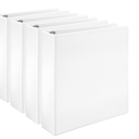 2-inch 3 Ring Binder with 2 Interior Pockets, Heavy Duty 2" Round Ring Binder Holds 450 Sheets of US Letter Size 8.5'' x 11'' Paper for Office/Home/School (White,4-Pack)