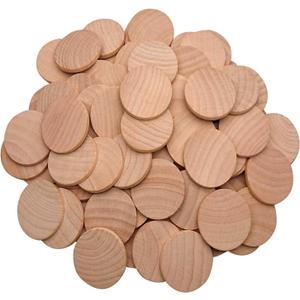 1.5 Inch Natural Wood Slices Unfinished Round Wood Coins for DIY Arts & Crafts Projects, 100 per Pack.