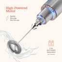 Powerful Handheld Milk Frother, Mini Milk Foamer, Battery Operated Stainless Steel Drink Mixer with Frother Stand