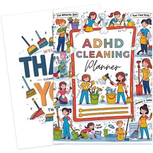 ADHD Focus Friendly Cleaning Planner, Undated Daily Weekly Monthly Schedule, Household Chore Chart Notebook for Adults and Teens, Home Organization System