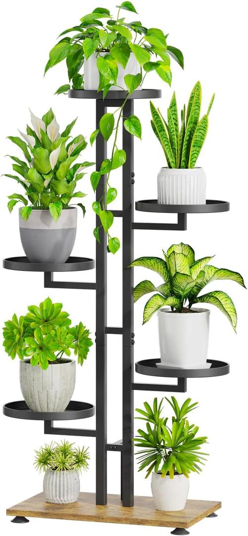 iDavosic.ly 5 Tier Plant Stand Indoor Outdoor, Tiered Corner Multiple Flower Pot Holder Shelf, Metal 40 Inch Tall Display Rack for Patio Porch Living Room Garden Balcony Bedroom, Black