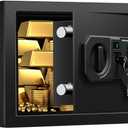 Tenamic Fireproof Safe Box 0.4 Cuft Electronic Digital Security Box, Keypad Small Lock Box Cabinet Safes with Internal Light, Solid Alloy Steel Office Hotel Home Mini Safe with 2 Passwords, Black
