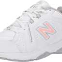 New Balance Women's 608 V5 Casual Comfort Cross Trainer (7 Wide, White/Pink)