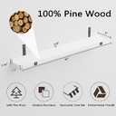 Natural Wood Floating Shelves with Lip, 40 Inch Long White Floating Wall Shelves with Metal Bracket, Set of 2 Picture Ledge Shelf Wall Mounted Shelves for Living Room, Bedroom and Kitchen.