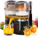Dual-Head Electric Citrus Juicer, Lemon Squeezer with Power Cord and Cleaning Brush, 1-Button Automatic Juicer Machine for Orange, Lemon, Lime, Easy to Clean & Use, Built-in Cutter(Black)