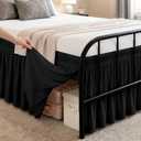 RIMELA Black Bed Skirts with Split Corners Queen Size 15 Inch Drop,Elastic Bed Skirting Wrap Around, Easy Install Dust Ruffles Soft Fabric Machine Washable