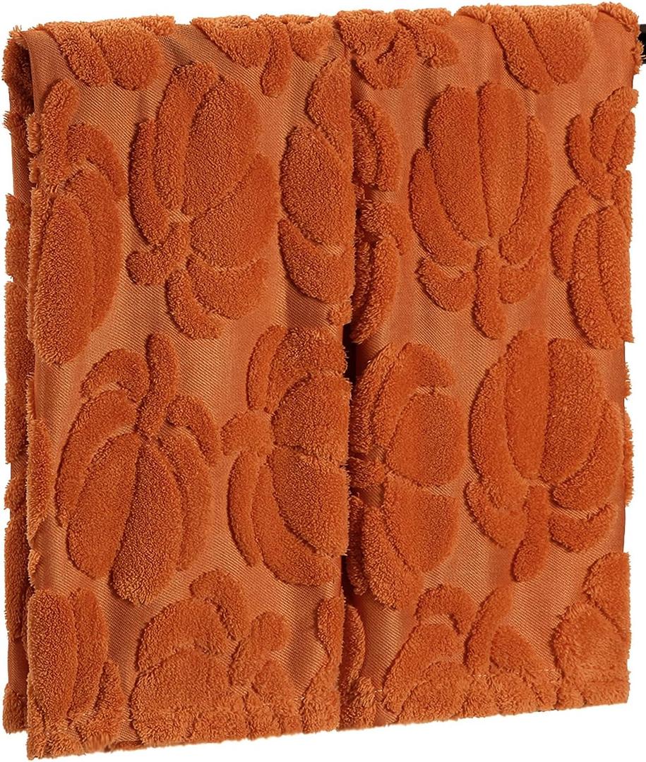 Quera 2 Pack Hand Towels Fall Pumpkin Thanksgiving Dark Color Bathroom Decorative Towels Set for Drying, Cleaning, Cooking, Holiday 13.7'' x 29.5'' (Rust)