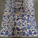 EVERGRACE Area Rugs for Entryway 2x3, Boho Floral Faux Wool Indoor Outdoor Small Rugs, Washable Rugs for Bedroom Bathroom Laundry Doormat, Low Pile Floor Mat Carpet for Home Decor, Celtic Blue