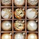 Christmas Tree Ornaments Decorations Set-12ct 3.14 Inch White Gold Velvet Ornaments for Christmas Tree Shatterproof Hanging Ball Ornament Bulk,Xmas Tree Tabletop Decorations for Holiday Decor