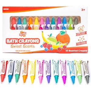 Tub Works Sweet Scents Smooth Bath Crayons Bath Toy, 12 Pack | Nontoxic, Washable Bath Crayons for Toddlers & Kids | Unique Formula Draws Smoothly & Vividly on Wet & Dry Tub Walls | Scented Crayons