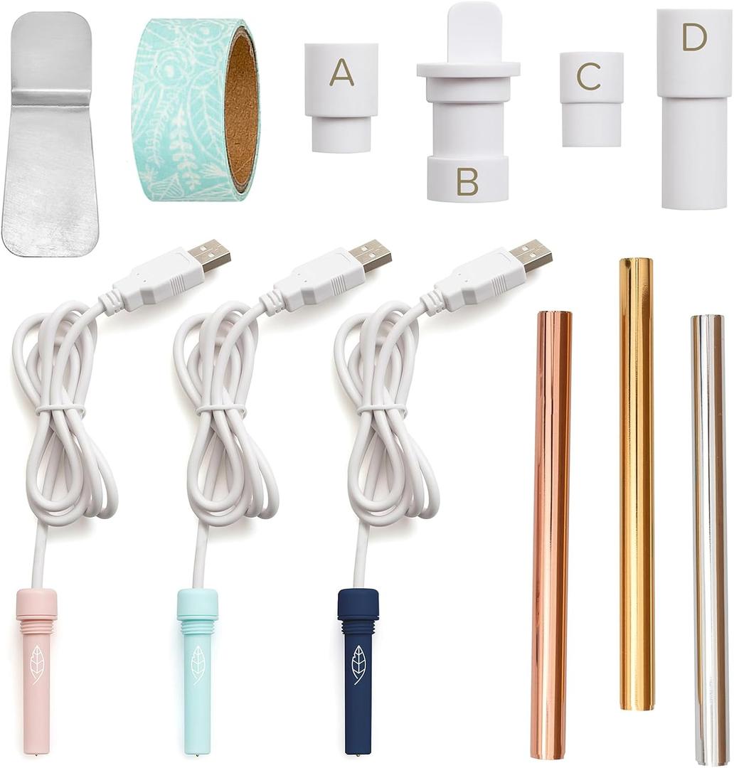 We R Memory Keepers, Foil Quill Starter Kit, Includes 3 Pens, 4 Adaptors, 3 Foil Rolls, 1 Washi Tape Roll, 1 Protective Plate, Compatible with Most Die Cutting Machines, Create Foil Transfer Projects (Multicolor, Ultimate Bundle)