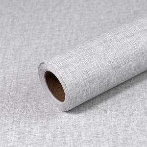 Grey Grasscloth Peel and Stick Wallpaper 15.7"x196" Modern Textured Contact Paper Faux Linen Removable Self Adhesive Vinyl Wallpaper for Bedroom Kitchen Cabinets