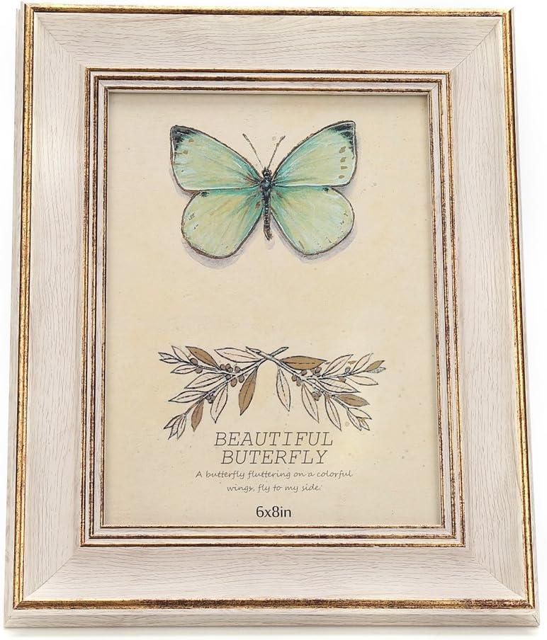 6x8 Inches Vintage Feel Rustic Picture Frame for Tabletop or Wall Hanging with Glass Front (6x8, White)