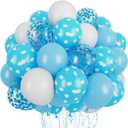 7 x 60Pcs Snow Balloons 12 Inch Cloud Blue Balloons Birthday Party Supplies Latex Helium for Arch Garland Kit Boys Girls Themed Birthday Party Decorations Baby Shower Favors (White)